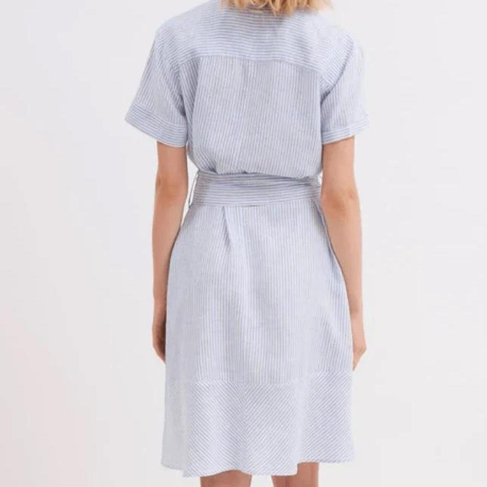 Saint James Blue and white striped linen shirt dress - Picture 2 of 9